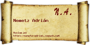 Nemetz Adrián névjegykártya