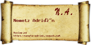 Nemetz Adrián névjegykártya